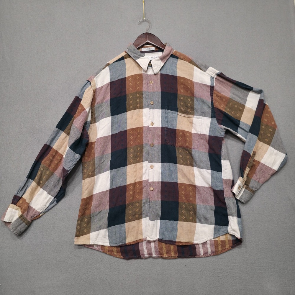 Henry Grethel Men's Multicolor Colorblock Long Sleeve Button Up‎ Flannel Size XL